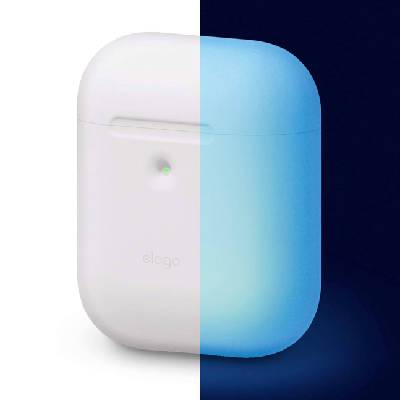 Силиконов калъф за Apple Airpods 2 with Wireless Charging Case - Elago Airpods Silicone Case (бял-фосфор) (EAP2SC-LUBL)