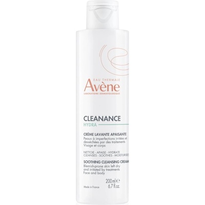 Avène Cleanance Hydra успокояващ почистващ крем за кожа, която е суха и раздразнена от медикаментозно лечение на акне 200ml