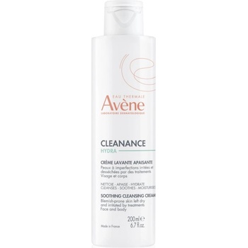 Avène Cleanance Hydra успокояващ почистващ крем за кожа, която е суха и раздразнена от медикаментозно лечение на акне 200ml