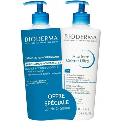 Bioderma Atoderm Ultra-Nourishing Moisturising Cream Duopack výživný hydratační tělový krém 1000 ml