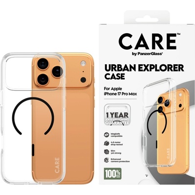 Panzer Гръб Care by PanzerGlass за iPhone 17 Pro Max, Flagship Case Transparent Urban Explorer w. Black MagSafe