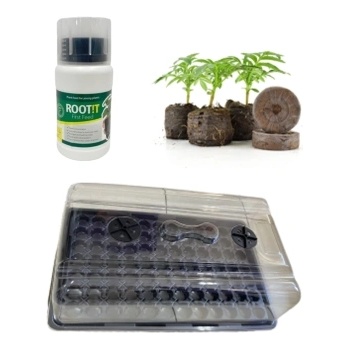 Комплект за разсад - Пропагатор, Тава 60 гнезда, Пелети 60 бр, добавка Root It