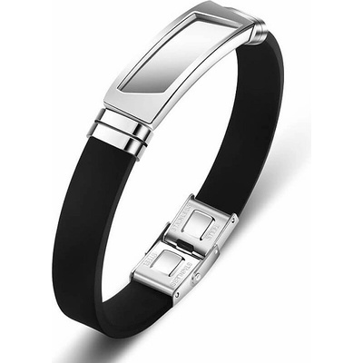 Nefertitis Pánský silikonový černý náramek Moderna stříbrný dekor NF53416 - obvod cca 20 cm