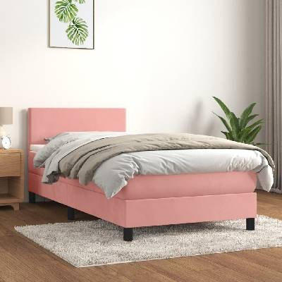 vidaXL 3141149 Boxspring postel s matrací samet / barva Růžová