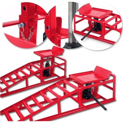 MB TRADE Nájezdová rampa hydraulickým zvedákem sada 2 ks BITUXX M16786 | červená, Barvy a parametry Červená | Zboží Auto