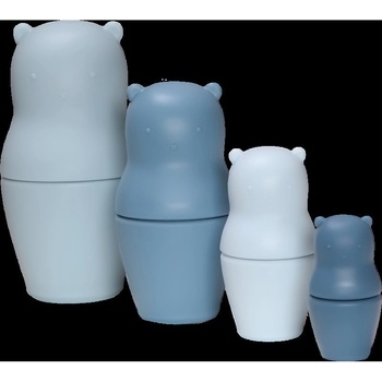 Label Label silikonová matrioška Medvídek modrá