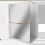 Mexen Kioto+ душ кабина с рафт Walk-in 70 x 200 см, огледало, медна четка - 800-070-121-65-50 (800-070-121-65-50)