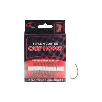 Zfish teflon hooks Curved Shank Barbless vel.6 10 ks