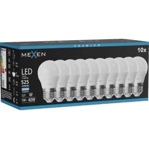 Mexen Nova 10x LED крушка E27, G45, 5W, Студена - 6500K, 525 lm - L101-E27-0565-01x10 (L101-E27-0565-01x10)