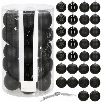 SPRINGOS Vianočné banky čierne mix 8cm sada 30ks