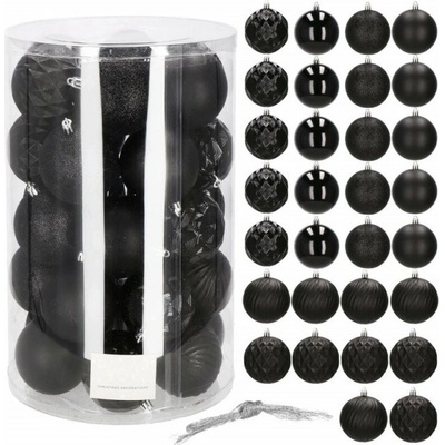 SPRINGOS Vianočné banky čierne mix 8cm sada 30ks