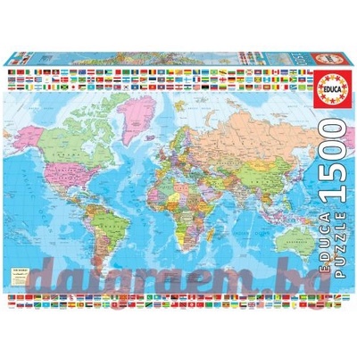 Educa Пъзел educa 18500 - 1500 части - Политическа карта на света (edu18500)