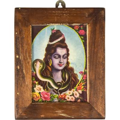 Sanu Babu Šiva, obrázek v rámečku z teakového dřeva, 12x1x15cm (0C)
