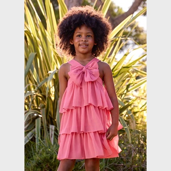 Mayoral Рокля с ефирна материя в тъмнорозов цвят за мини момиче Mayoral