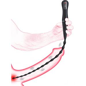 SuperLove Vibrating Soft Silicone Extra Long Bumpy Urethral Sound Black