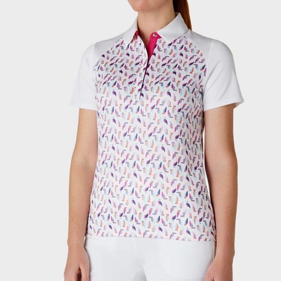 Callaway Dámska polokošeľa Golf BIRDIE/EAGLE PRINT S/S Polo BRILLIANT WHITE