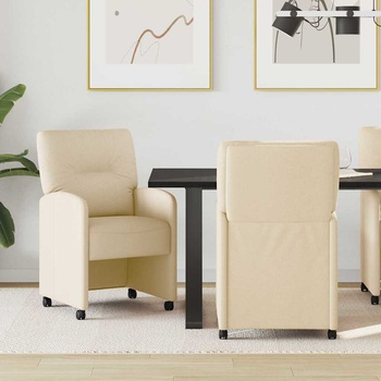 vidaXL Обедени столове с колела 2 pcs Крем 57 x 67 x 95 см текстил (42017854)