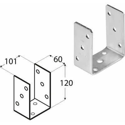 Domax zaskrutkovacia pätka stĺpika typu U PSO 100 - 101 x 60 x 120 x 4.0 mm 10 ks
