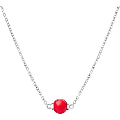Gaura Pearls Stříbrný náhrdelník s korálem SK23232N Červená