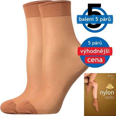 Lady B Nylon 20 DEN Silonové ponožky 6 x 5 párov opal