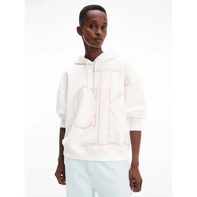 Calvin Klein dámská mikina over size s kapucí bílá
