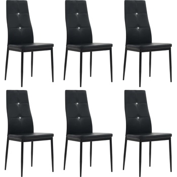 vidaXL Трапезни столове, 6 бр, черни, изкуствена кожа (275435)