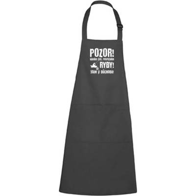 Dobrý Triko Zástěra s potiskem Důchdoce ryby Antracitová