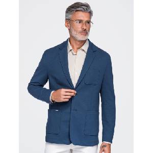 Ombre Clothing Мъжко slim сако SLIM от плетиво с фина структура - синьо V6 M165 Ombre Clothing Ombre Clothing | Sin | МЪЖЕ | M