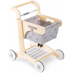 Ginger Home Детска дървена проходилка ginger home, Количка за пазаруване с кош, играчка за бутане, монтесори, 52 см - moliv Проходилка