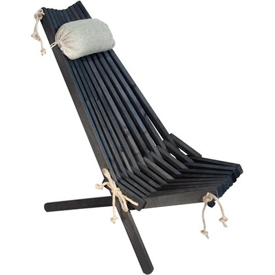 EcoFurn Lilli Dřevěné zahradní skládací křeslo s polštářem, olše, černý olej