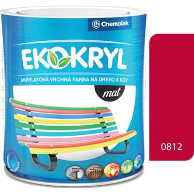 CHEMOLAK EKOKRYL Mat V2045 0812 jasná červená 0,6l