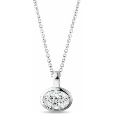 Klenota Náhrdelník s oválnym lab grown diamantom v bielom zlate N1132752