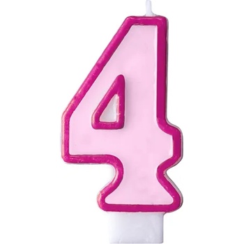 Image 1 of PartyDeco Свещ за рожден ден с число 4 (розова)