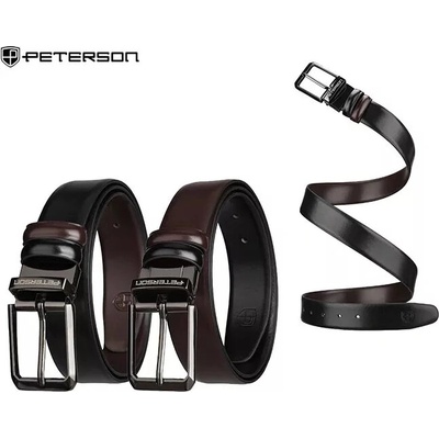 Peterson Oboustranný kožený pásek LZB-34 Black-D.Brown