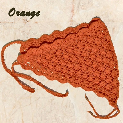 Maliso háčkovaný letní šátek boho cottagecore bandana scarf festival style oranžová
