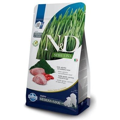 N&D Spirulina Lamb & Wolfberry Puppy Medium & Maxi със спирулина и агнешко за подрастващи кученца от средните и едри породи 7kg