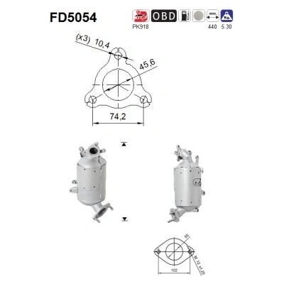 Filtr sazových částic, výfukový systém AS FD5054