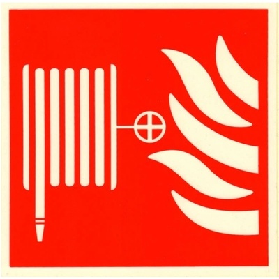 Požární hadice 148x148mm, fluorescenční samolepka