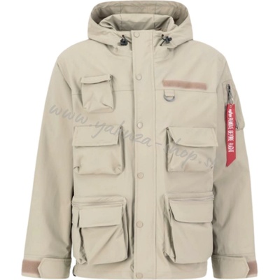 Alpha Industries prechodná bunda HOODED CARGO jacket vintage sand béžová