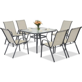 Garden Point Светлосива градинска маса Modena за 6 души с квадратна маса Garden Point (GAP1080)