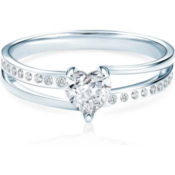 SAVICKI Годежен пръстен със страничен камък: бяло злато. диаманти