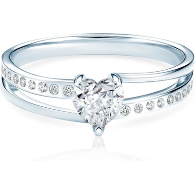 SAVICKI Годежен пръстен със страничен камък: бяло злато. диаманти