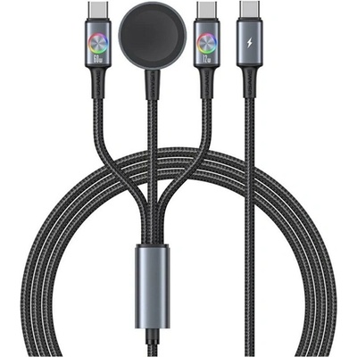 USAMS HUAN кабел за данни 3 в 1 Type-C - 2 Type-C/зарядно за Apple Watch, 120 см, СИВ SJ785USB01 (SJ785USB01)
