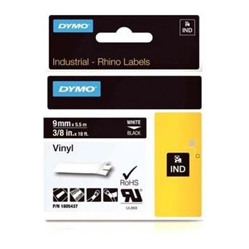 DYMO Rhino 1805437, 9mm x 5, 5m, бял печат/черен фон, оригинална лента (1805437)