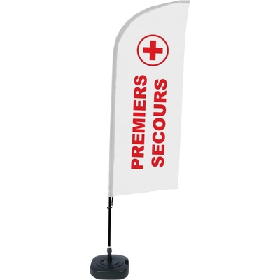 Jansen Display Kompletní sada reklamní vlajky ve tvaru křídla, První pomoc, francouzština, 1105 x 3300 mm
