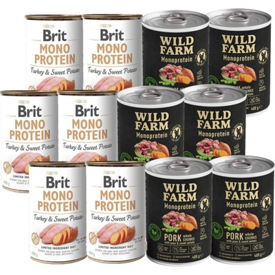 Brit Mono Protein Turkey & Sweet Potato 6 x 400 g Wild Farm Monoprotein Pork 6 x 400 g