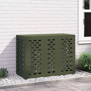 vidaXL Покритие за климатик Маслиненозелено 110 x 50 x 80 cm Стомана (865907)