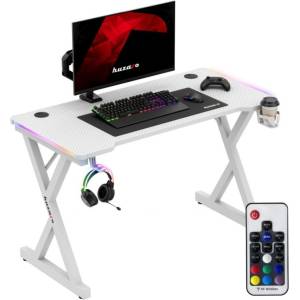 Huzaro Гейминг бюро Huzaro - Hero 2.3 RGB, 120 x 60 cm, бял (HZ-HERO 2.3 RGB WHITE) - digit