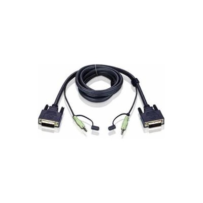 ATEN KVM кабел ATEN 2L-7D02V : : DVI-D / M + 2x Audio plugs към DVI-D / M + 2х Audio plugs, 1.8 м, Черен, 2L-7D02V