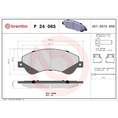 Sada brzdových platničiek, vždy 4 kusy v sade BREMBO P 24 065 (P24065)